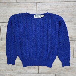 Vintage American Eagle Cable Knit Wool Sweater Women's Chunky Blue Nautical M